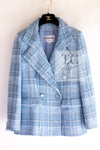 CHANEL 23PS Baby Blue CC Buttons Double Tweed Jacket Skirt Suit 38 シャネル ベビー ブルー ココボタン ダブル ツイード ジャケット スカート スーツ 即発