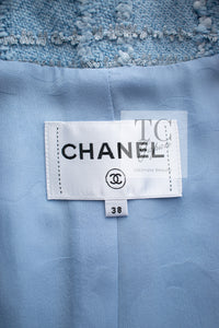 CHANEL 23PS Baby Blue CC Buttons Double Tweed Jacket Skirt Suit 38 シャネル ベビー ブルー ココボタン ダブル ツイード ジャケット スカート スーツ 即発