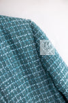 CHANEL 23PS Turquoise Green Blue CC Gripox Buttons Tweed Jacket 36 38 シャネル ターコイズ グリーン ブルー グリポワ 宝石 ボタン ツイード ジャケット 即発