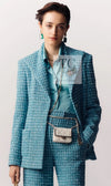 CHANEL 23PS Turquoise Green Blue CC Gripox Buttons Tweed Jacket 36 38 シャネル ターコイズ グリーン ブルー グリポワ 宝石 ボタン ツイード ジャケット 即発