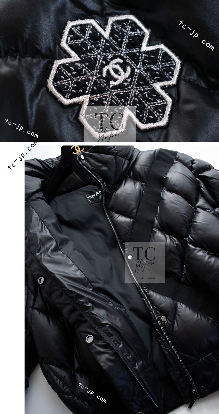 CHANEL 19N Black CC Logo Puffer Down Jacket Coat 36 38 シャネル ココ ネージュ ブラック  ココマーク フード付き ブルゾン ダウン ジャケット 即発