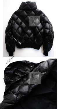 CHANEL 19N Black CC Logo Puffer Down Jacket Coat 36 38 シャネル ココ ネージュ ブラック ココマーク フード付き ブルゾン ダウン ジャケット 即発