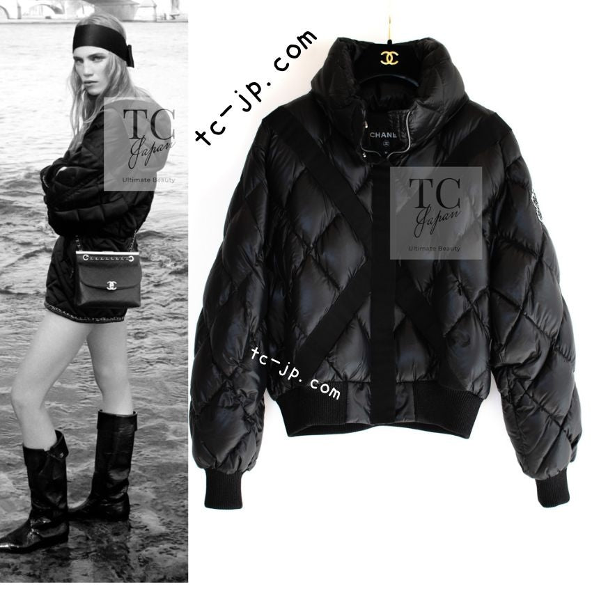 シャネル ダウン ジャケット CHANEL ココ ネージュ ブラック ココマーク フード付き ブルゾン 19N Black CC Logo  Puffer Down Jacket Coat – TC JAPAN