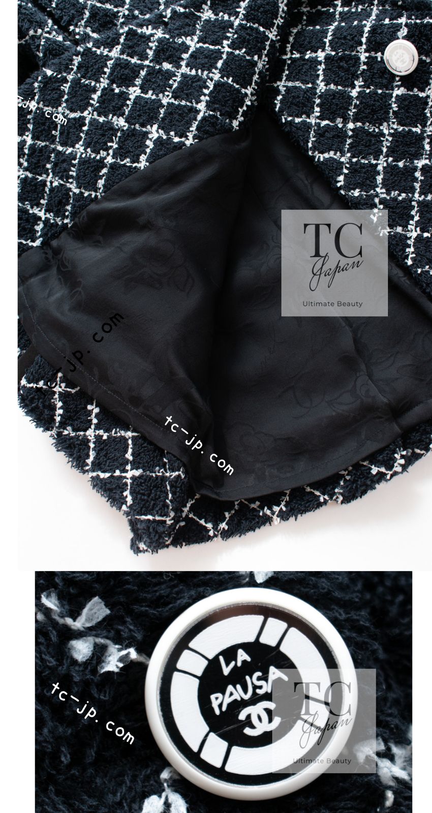 シャネル ジャケット CHANEL ブラック ネイビー ダブル コットン