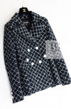 CHANEL 19C Black Navy LA PAUSA Double Cotton Tweed Jacket 36 38 シャネル ブラック ネイビー ダブル コットン ツイード ジャケット 即発