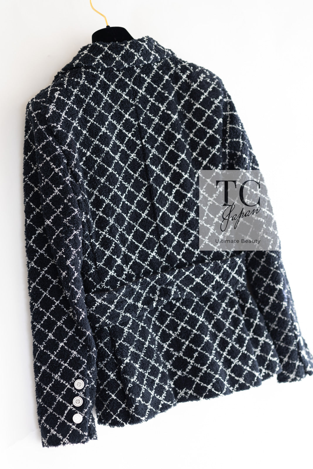 CHANEL 19C Black Navy LA PAUSA Double Cotton Tweed Jacket 36 38 シャネル ブラック  ネイビー ダブル コットン ツイード ジャケット 即発