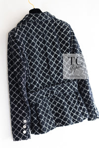 CHANEL 19C Black Navy LA PAUSA Double Cotton Tweed Jacket 36 38 シャネル ブラック ネイビー ダブル コットン ツイード ジャケット 即発