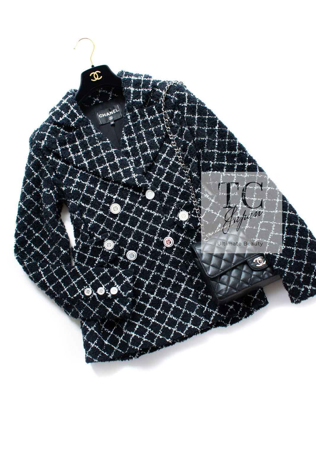 シャネル ジャケット CHANEL ブラック ネイビー ダブル コットン ツイード 19C Black Navy LA PAUSA Double  Cotton Tweed Jacket – TC JAPAN