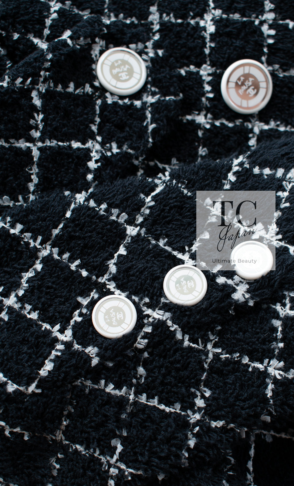 【美品】　CHANEL　シャネル　ツイード　ダブル　ジャケット　ネイビー tcjapan_chanel100374