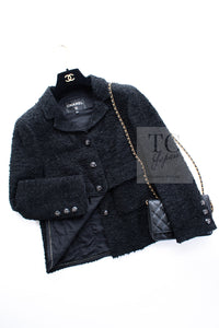 CHANEL 21C Black CC Logo Button Tweed Jacket 34 36 シャネル ブラック ココ ボタン CC ロゴ ツイード ジャケット