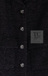 CHANEL 21C Black CC Logo Button Tweed Jacket 34 36 シャネル ブラック ココ ボタン CC ロゴ ツイード ジャケット