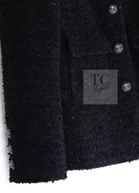 CHANEL 21C Black CC Logo Button Tweed Jacket 34 36 シャネル ブラック ココ ボタン CC ロゴ ツイード ジャケット