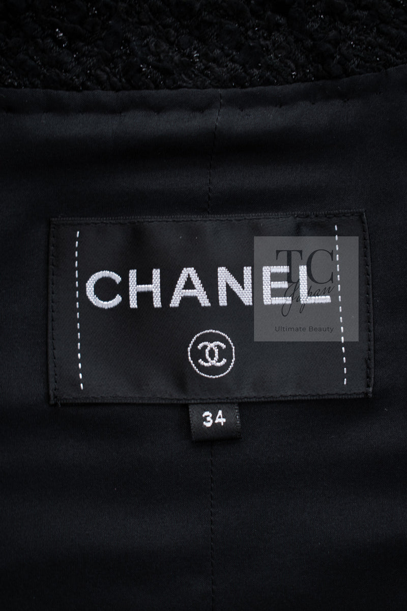 CHANEL 21C Black CC Logo Button Tweed Jacket 34 36 シャネル ブラック ココ ボタン CC ロゴ ツイード ジャケット