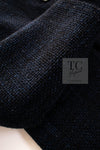 CHANEL 21B Black Navy CC Crystal Embellished Buttons Wool Tweed Jacket 34 シャネル ブラック ネイビー 紺 クリスタル CC ロゴ ボタン ウール ツイード ジャケット