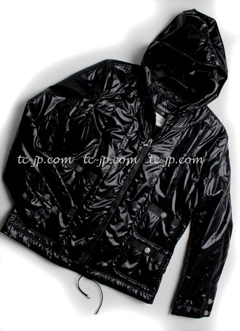 CHANEL 12S Black Zipper Jacket Hood CC Buttons 38 シャネル ブラック ブルゾン パーカー CC ジッパー ジャケット フード付 即発