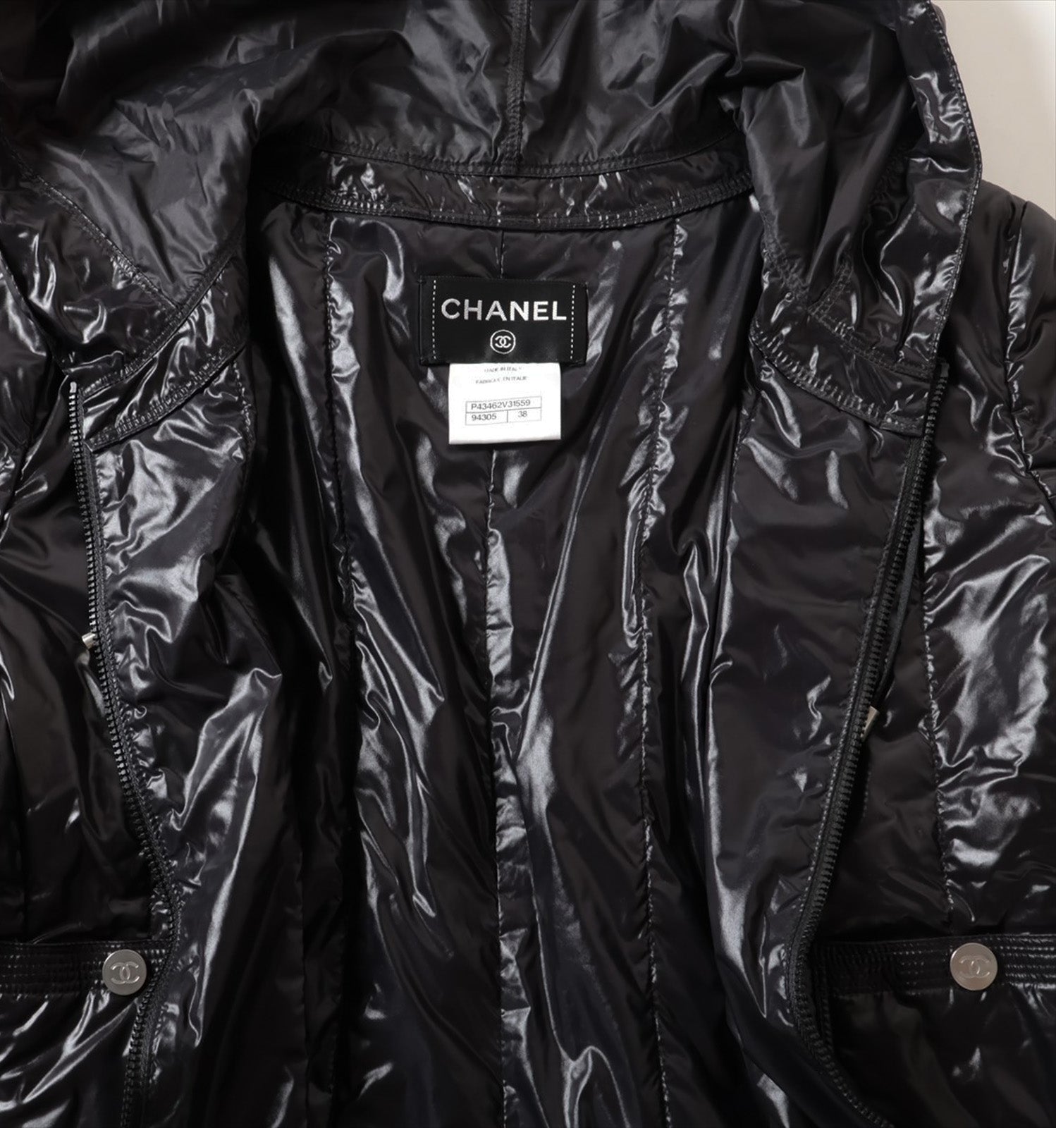 CHANEL 12S Black Zipper Jacket Hood CC Buttons 38 シャネル ブラック ブルゾン パーカー CC  ジッパー ジャケット フード付 即発