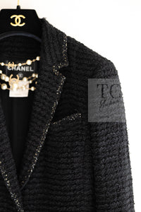 CHANEL 10S Black Silver Trim Cotton Tweed Jacket 34 シャネル ブラック シルバー トリム コットン ツイード ジャケット 即発