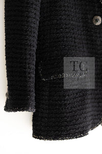 CHANEL 10S Black Silver Trim Cotton Tweed Jacket 34 シャネル ブラック シルバー トリム コットン ツイード ジャケット 即発