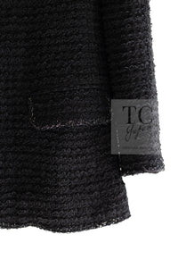 CHANEL 10S Black Silver Trim Cotton Tweed Jacket 34 シャネル ブラック シルバー トリム コットン ツイード ジャケット 即発