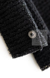 CHANEL 10S Black Silver Trim Cotton Tweed Jacket 34 シャネル ブラック シルバー トリム コットン ツイード ジャケット 即発