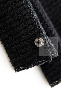 CHANEL 10S Black Silver Trim Cotton Tweed Jacket 34 シャネル ブラック シルバー トリム コットン ツイード ジャケット 即発