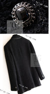 CHANEL 10S Black Silver Trim Cotton Tweed Jacket 34 シャネル ブラック シルバー トリム コットン ツイード ジャケット 即発