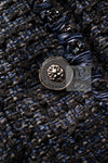 CHANEL 22PS Black Dark Navy Blue Lion Button Tweed Jacket 34 36 シャネル ブラック ダーク ネイビー ブルー ライオン ボタン ツイード ジャケット 即発