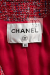 CHANEL 19PS Red Pearl Logo Buttons Tweed Jacket 38 46 シャネル レッド パール ロゴ ボタン ツイード ジャケット 即発