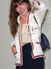 CHANEL 10PF Ivory Blade Trim Wool Tweed Jacket 38 シャネル アイボリー ブレイド トリム ウール ツイード ジャケット 即発