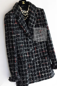 CHANEL 22A Black Multicolor Rhinestone Buttons Tweed Jacket 34 36 シャネル ブラック マルチカラー コットン ウール ラインストーン ボタン ツイード ジャケット 即発