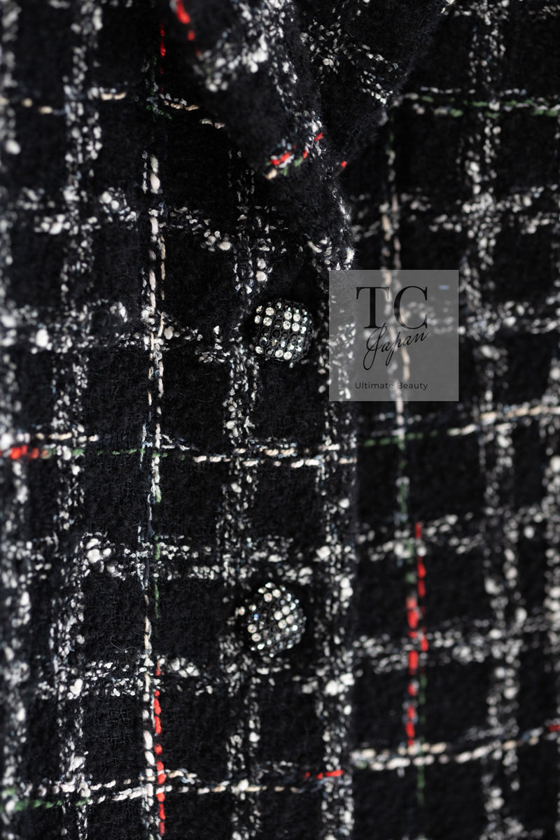 CHANEL 22A Black Multicolor Rhinestone Buttons Tweed Jacket 34 36 シャネル ブラック マルチカラー コットン ウール ラインストーン ボタン ツイード ジャケット 即発