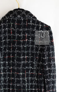 CHANEL 22A Black Multicolor Rhinestone Buttons Tweed Jacket 34 36 シャネル ブラック マルチカラー コットン ウール ラインストーン ボタン ツイード ジャケット 即発