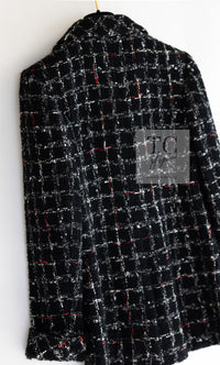 CHANEL 22A Black Multicolor Rhinestone Buttons Tweed Jacket 34 36 シャネル ブラック マルチカラー コットン ウール ラインストーン ボタン ツイード ジャケット 即発