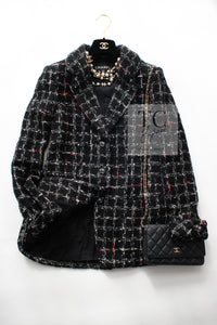 CHANEL 22A Black Multicolor Rhinestone Buttons Tweed Jacket 34 36 シャネル ブラック マルチカラー コットン ウール ラインストーン ボタン ツイード ジャケット 即発