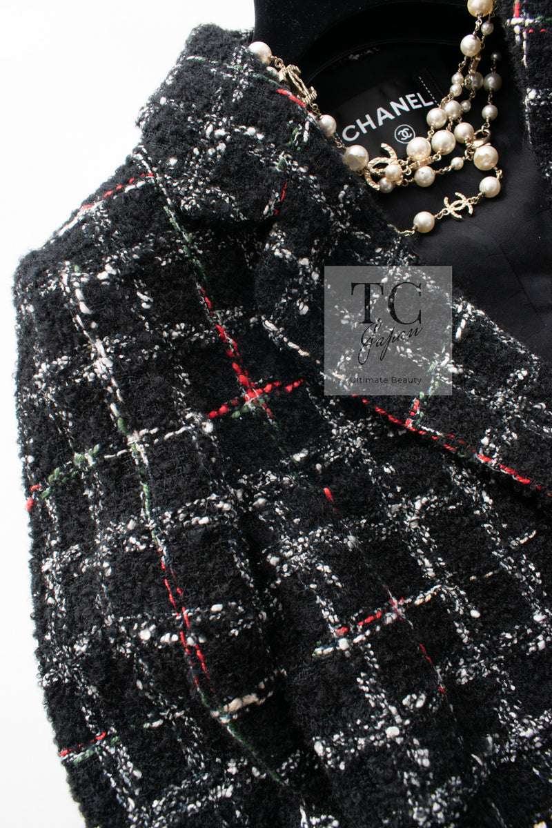 CHANEL 22A Black Multicolor Rhinestone Buttons Tweed Jacket 34 36 シャネル ブラック マルチカラー コットン ウール ラインストーン ボタン ツイード ジャケット 即発