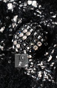 CHANEL 22A Black Multicolor Rhinestone Buttons Tweed Jacket 34 36 シャネル ブラック マルチカラー コットン ウール ラインストーン ボタン ツイード ジャケット 即発