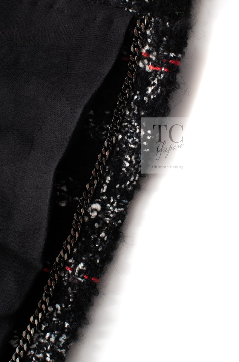 CHANEL 22A Black Multicolor Rhinestone Buttons Tweed Jacket 34 36 シャネル ブラック マルチカラー コットン ウール ラインストーン ボタン ツイード ジャケット 即発