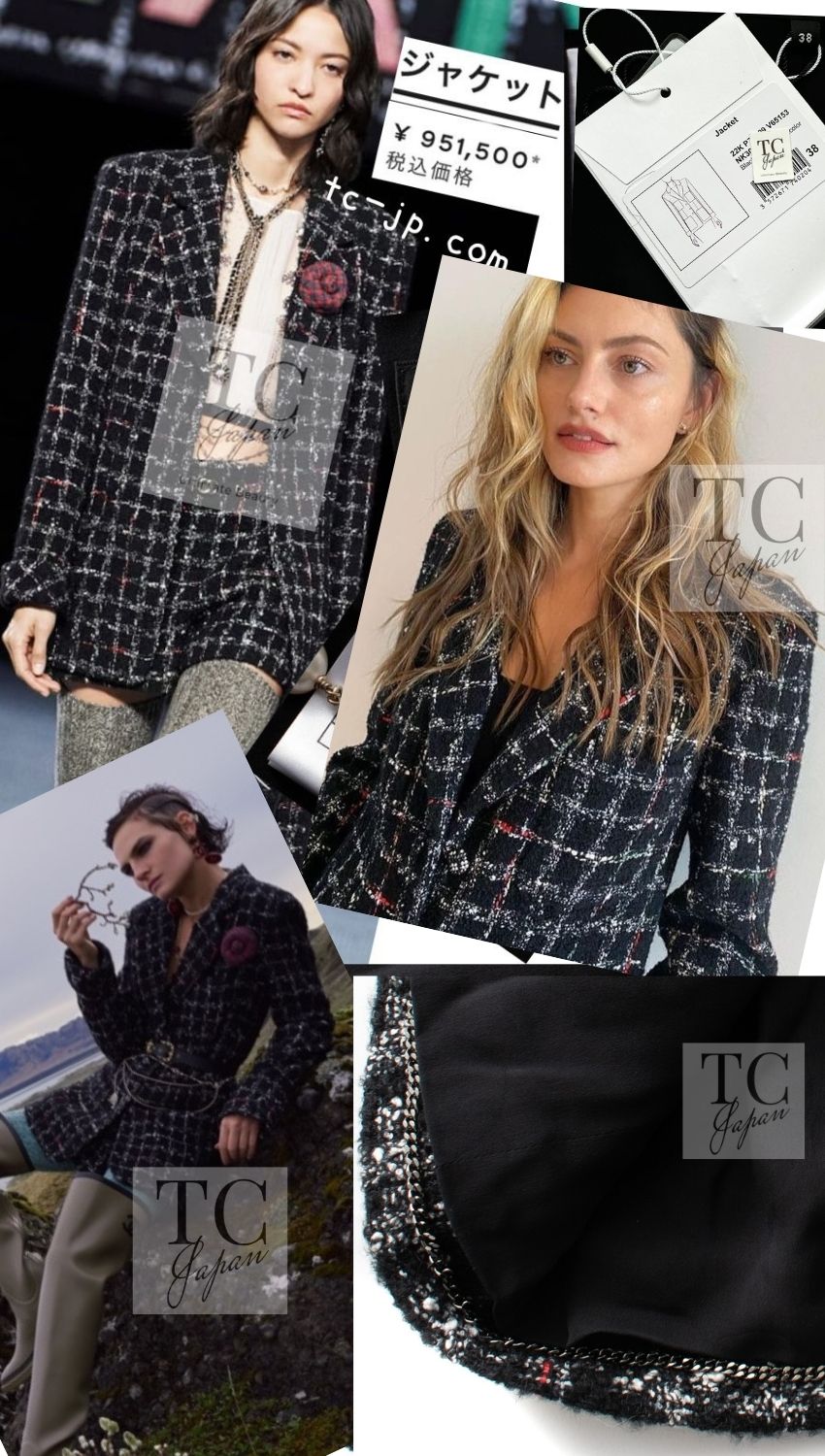 CHANEL 22A Black Multicolor Rhinestone Buttons Tweed Jacket 40 シャネル ブラック マルチカラー コットン ウール ラインストーン ボタン ツイード ジャケット 即発