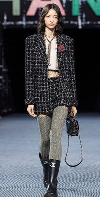 CHANEL 22A Black Multicolor Rhinestone Buttons Tweed Jacket 34 36 シャネル ブラック マルチカラー コットン ウール ラインストーン ボタン ツイード ジャケット 即発