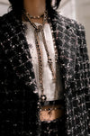 CHANEL 22A Black Multicolor Rhinestone Buttons Tweed Jacket 34 36 シャネル ブラック マルチカラー コットン ウール ラインストーン ボタン ツイード ジャケット 即発