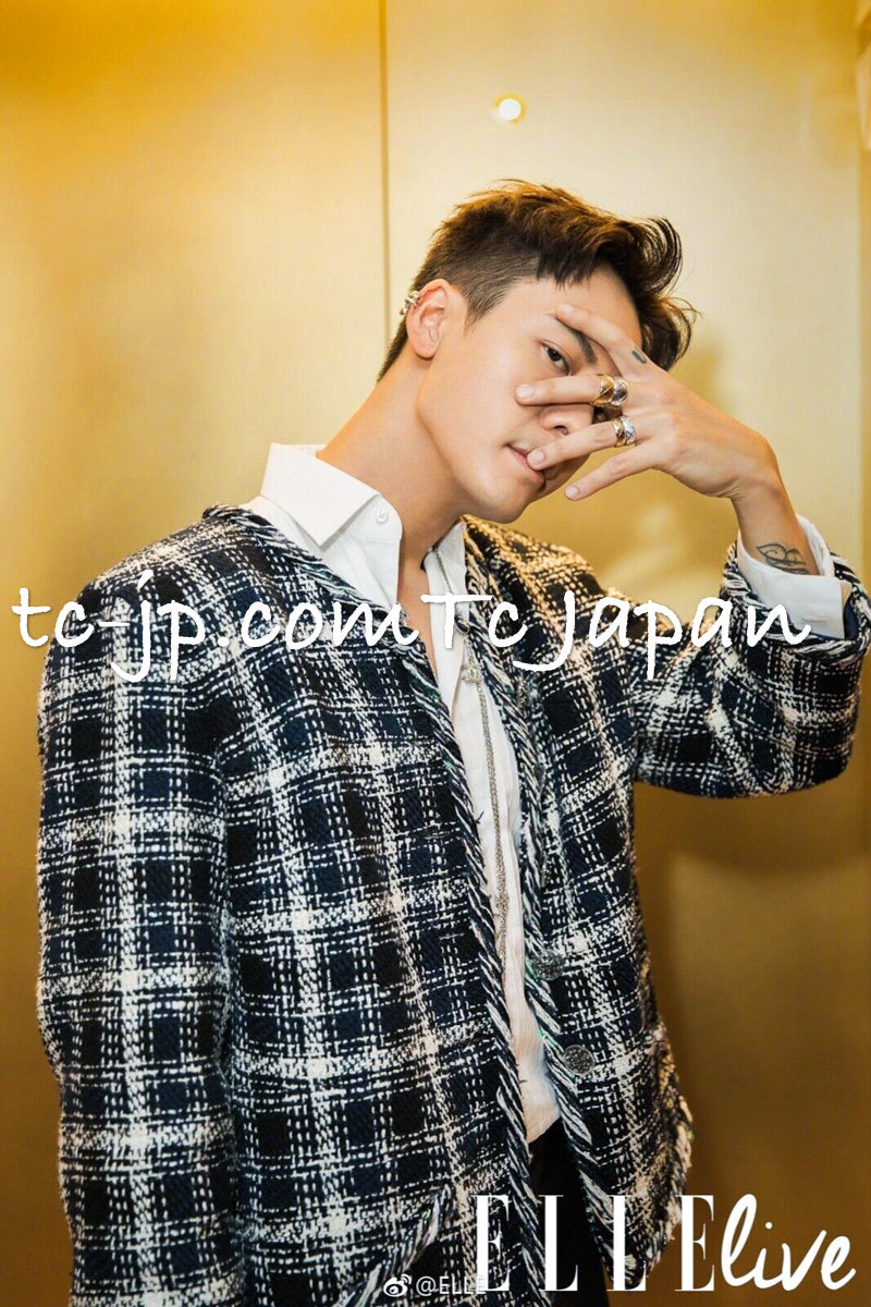 CHANEL 18S Navy Blue Ivory Checked Cotton Collarless Tweed Jacket Skirt Suit 42 シャネル ネイビー ブルー アイボリー チェック コットン ノーカラー ツイード ジャケット スカート スーツ 即発 - TC JAPAN