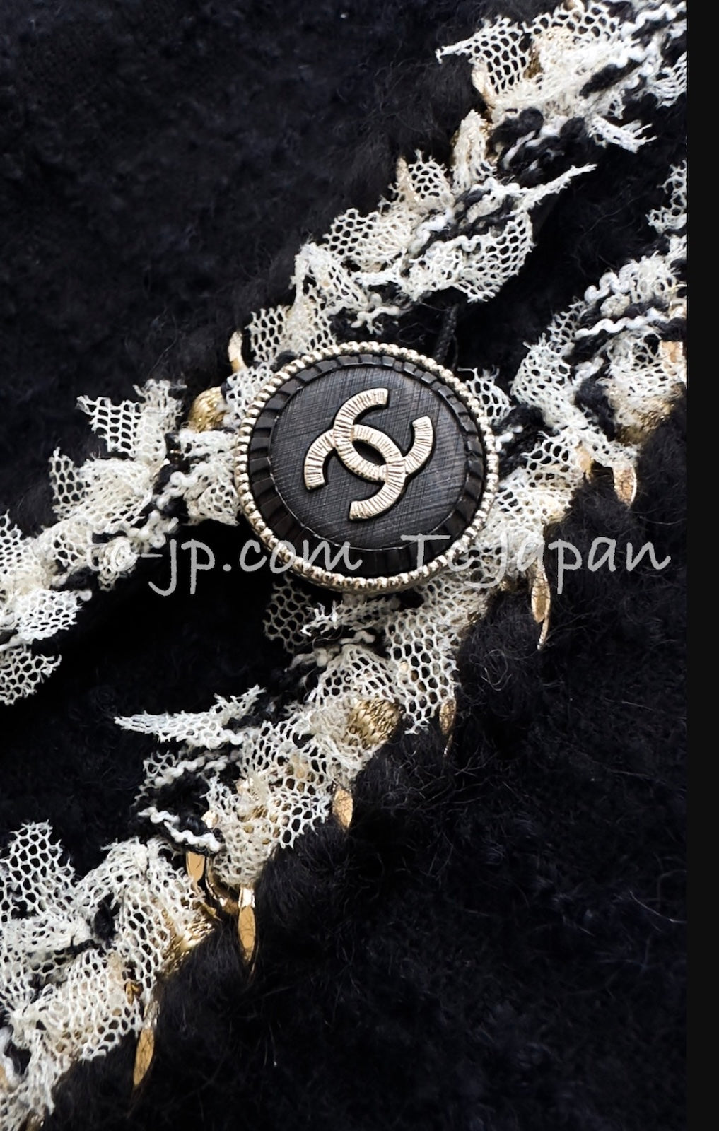 CHANEL 11A Black Navy Gold Chain Trimming Jacket Coat 36 シャネル ブラック ネイビー ゴールド チェーン トリミング ジャケット コート
