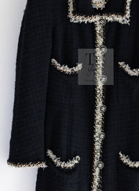 CHANEL 11A Black Navy Gold Chain Trimming Jacket Coat 36 シャネル ブラック ネイビー ゴールド チェーン トリミング ジャケット コート 即発