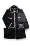 CHANEL 11A Black Navy Gold Chain Trimming Jacket Coat 36 シャネル ブラック ネイビー ゴールド チェーン トリミング ジャケット コート 即発