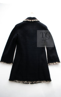 CHANEL 11A Black Navy Gold Chain Trimming Jacket Coat 36 シャネル ブラック ネイビー ゴールド チェーン トリミング ジャケット コート 即発