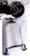 CHANEL 20B Ivory White Ecru Black Braided Trim Collarless Tweed Jacket 34 シャネル アイボリー ホワイト ブラック ブレード トリム ノーカラー ツイード ジャケット 即発