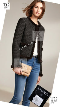 CHANEL 03A Brown Metallic Mink Fur Trim Tweed Jacket 36 38 シャネル ブラウン メタリック ミンクファー トリム ツイード ジャケット 即発 - TC JAPAN