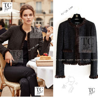 CHANEL 03A Brown Metallic Mink Fur Trim Tweed Jacket 36 38 シャネル ブラウン メタリック ミンクファー トリム ツイード ジャケット 即発