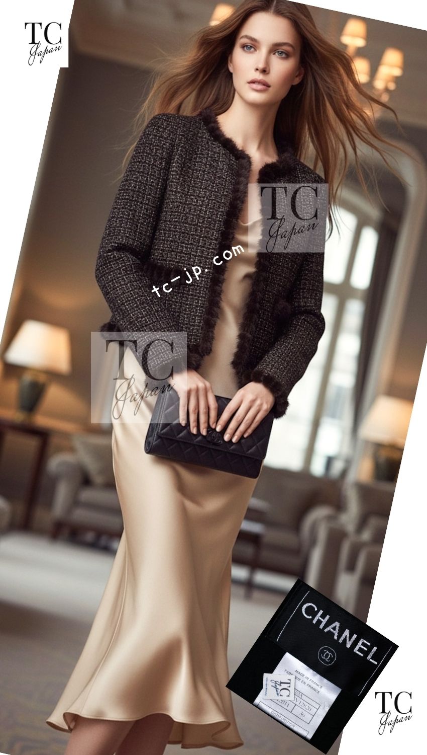 CHANEL 03A Brown Metallic Mink Fur Trim Tweed Jacket 36 38 シャネル ブラウン メタリック ミンクファー トリム ツイード ジャケット 即発 - TC JAPAN
