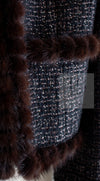 CHANEL 03A Brown Metallic Mink Fur Trim Tweed Jacket 38 シャネル ブラウン メタリック ミンクファー トリム ツイード ジャケット 即発